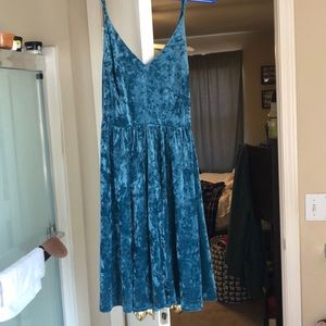 Short teal velvet dress